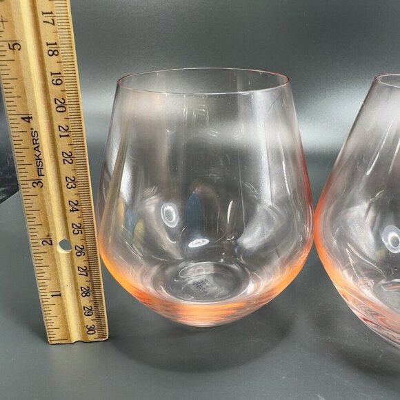 Shannon Meridian Light Pink Stemless Wine Glasses Cups Czech Republic Set 2 - Picture 2 of 8